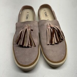TOMS Suede Tassel Mule Slip On 10012407 Powder Sunrise Blush Women's Size 8